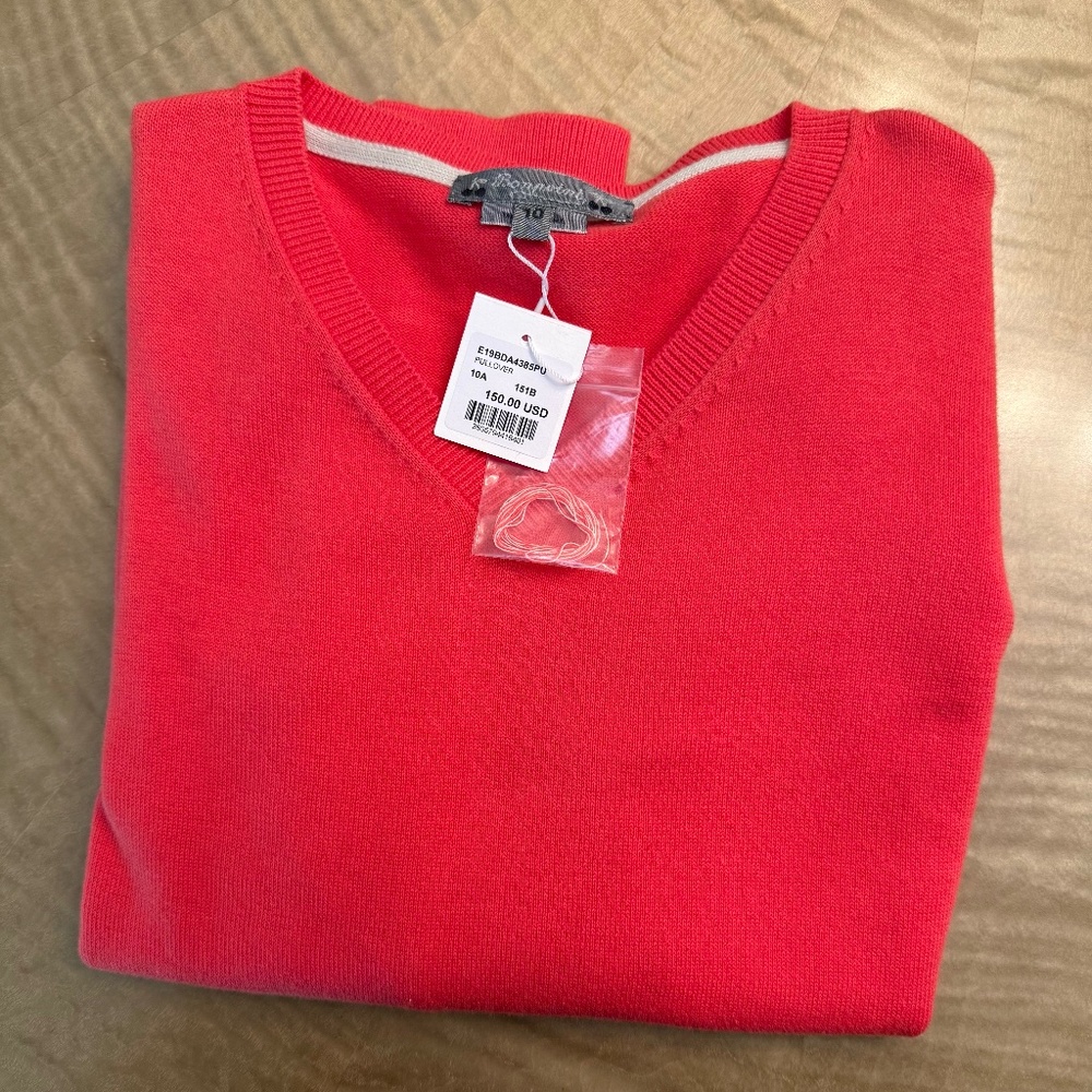 BONPOINT  V-NECK RED SWEATER BOYS - NEW WITH TAGS